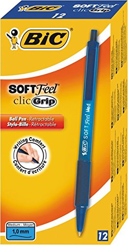 Bic Lot de 12 stylos à bille Soft Feel Clic Gri...