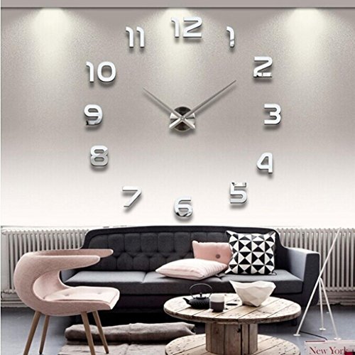 Horloge murale design mirrored acrylique diy au...