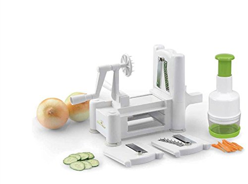 Saveur Royal Coupe-Légumes Spirale + Hachoir à oignons SUPPLÉMENTAIRE pour spaghettis pour repas Paléo et faibles en glucides - Spiralizer 0641945606898 (0641945606898)