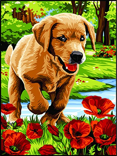 Tapisserie/broderie motif labrador en toile-par...