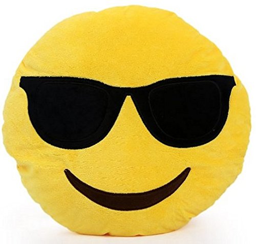 CITY Emoji Coussin Rond Avec Lunettes Solaires ...