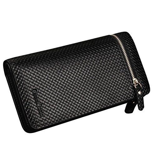 Susenstone Carte cash réception titulaire organisateur bifold porte-monnaie sac à main en cuir de hommes (black) code EAN 0643507655603 