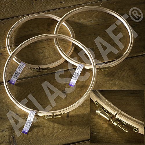 Atlascraft® Cercle à broder Britannique Lot de 3, 7, 8 et 9 en (18-23 cm) par atlascraft code EAN 0643989697597 