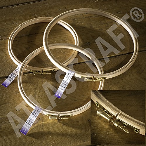 Trio de Cercle à broder en bois - 15, 18 & 20 c...