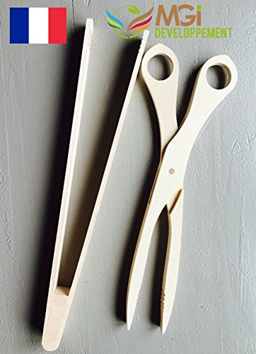 Lot à barbecue / BBQ avec ciseaux bois et pince...