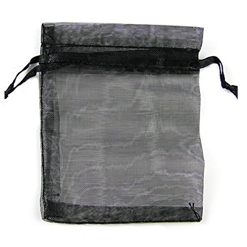 10 x Noir satin cordon Organza des sacs-cadeaux...