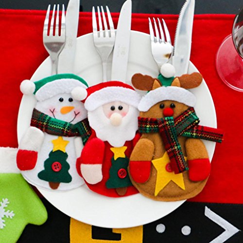 1 set porte couvert noel noel table decor (3pcs)