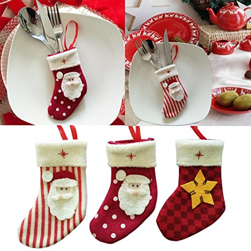 1 set porte couvert noel noel table decor (3pcs)
