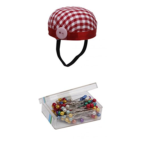 Générique Coussin Aiguille Pelote à Epingles avec 80pcs Épingles Droites Tête à Perles Colorées pour Couture code EAN 0645038542384 