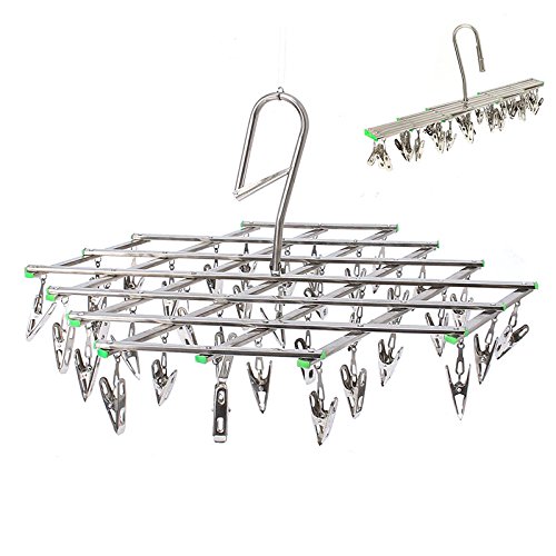 Ifly Online ifly Online en acier inoxydable 35 pinces à linge Séchage Crochet pivotant de sous-vêtements chaussettes gants Cintre code EAN 0645195024198 