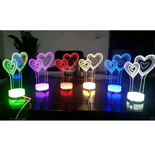 LED 3D Coeur Illuminé Illusion Lumière Micro US...