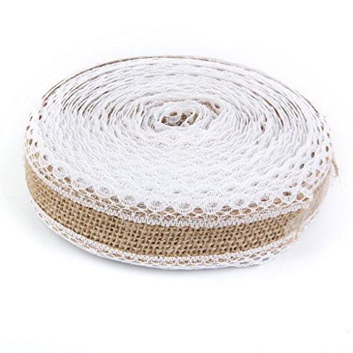 1 rouleau 10m ruban en toile de jute bordure en...