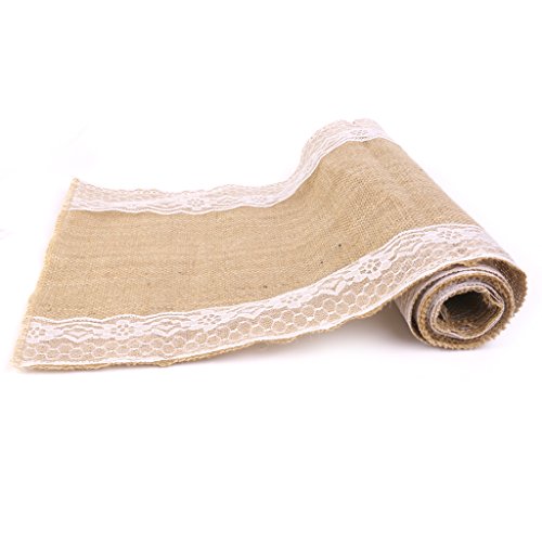 Chemin de Table en Jute Vintage Bordure en Dent...