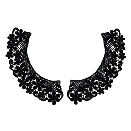 Col en crochet ajouré vintage motif de fleurs -...