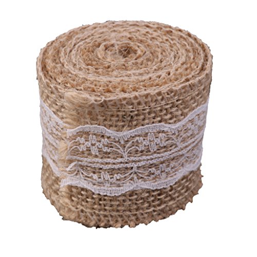 1 Rouleau 2M Ruban en Jute Orné de Dentelle Vin...