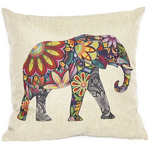 Housse de Coussin Motif de l'Eléphant en Coton ...