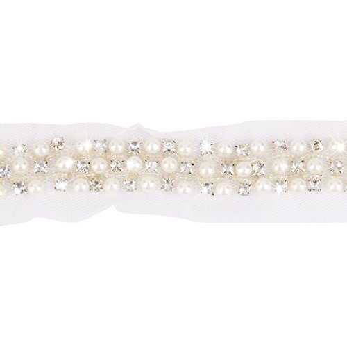 91cm Bordure Ruban en Gaze Orné de 3-Rangs Perl...
