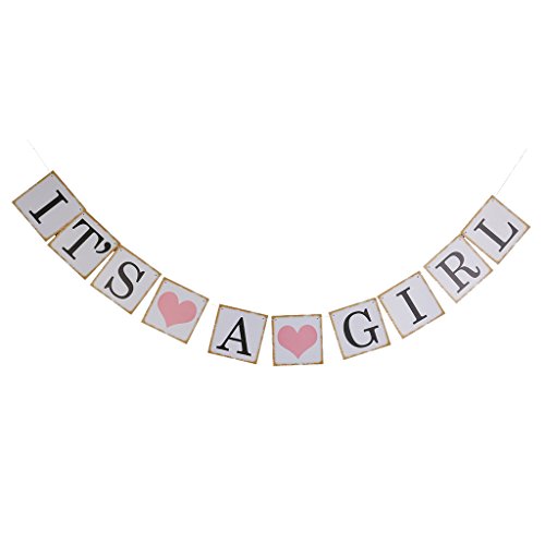 Générique IT'S A GIRL Guirlande Bannière Banderole Décoration pour Fête Prénatale Prop de Photographie code EAN 0645871849459 