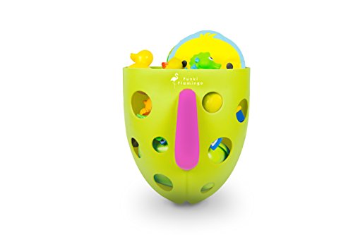 Funki Flamingo Organiseur de Baignoire Bébé Haut de Gamme | Ranger tous les jouets rapidement | Facile à placer | Pas de moisi | Aussi un jouet rigolo en soi | Idéal comme cadeau | 100% garantie infinie | code EAN 0646437178648 