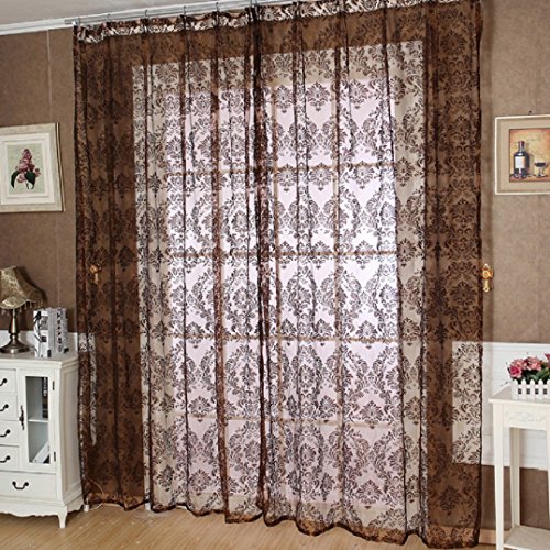 Fulltime® Pc européenne style classique fenêtre tulle screens sheer balcon panneau de rideaut 200x100cm code EAN 0646844215165 