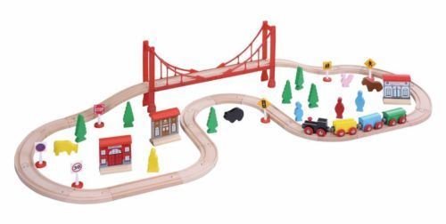 Chemin de Fer en Bois pour Train (56 pieces)