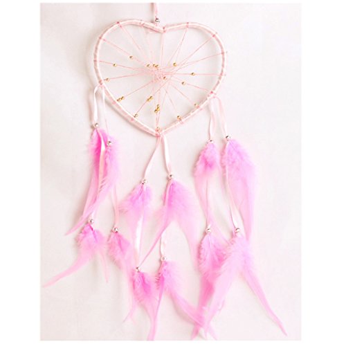 Plume cercle de attrape-rêves ruban forme coeur...