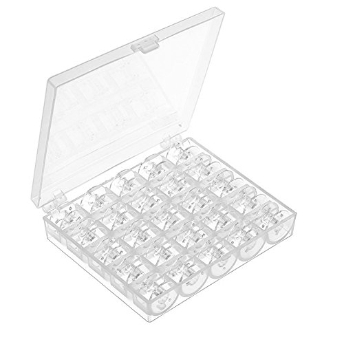 25 pcs machine à coudre en plastique transparent Bobines avec étui pour frère chanteur Babylock Janome Kenmore 0647726921075 Paxcoo