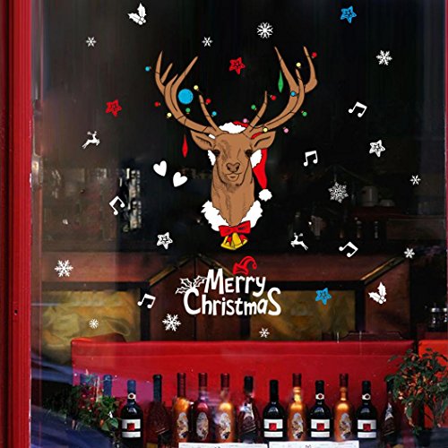 Noël wapiti mur salon autocollants verre fenêtr...