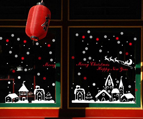 Decoration Noël Stickers muraux ville Snowflake
