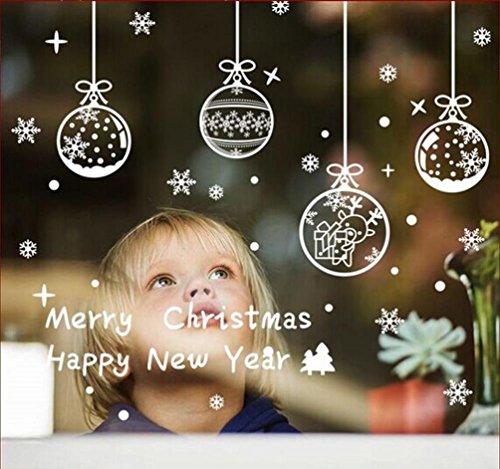 Ouneed® Noel mural / fenetre autocollant merry christmas wall sticker bell ball (b) code EAN 0648044093536 