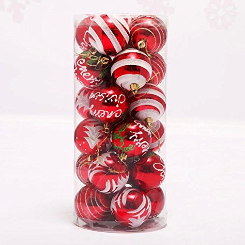 24 pcs 6cm noel boules imprime sapin de noel de...