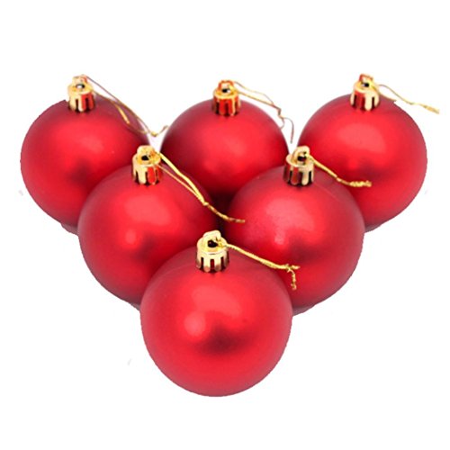 6pcs 5cm noel boules sapin de noel decor (rouge)