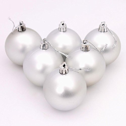 6pcs 5cm noel boules sapin de noel decor (argente)