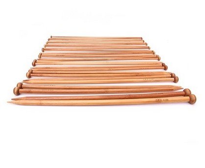 WAWO 36pcs et 18 tailles pour un paquet d'aiguilles à tricoter avec la pointe simple en bambou carbonisé code EAN 0648218169265 