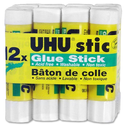 Lot de 12 bâtons de colle blanche UHU de 8,2 gr