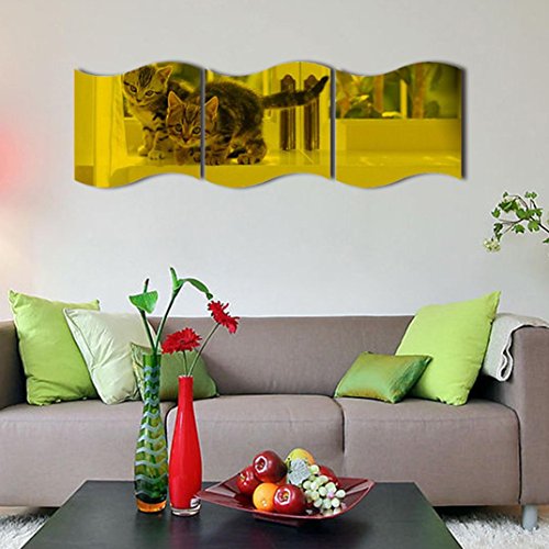 3pcs acrylic mirror autocollant diy maison deco...
