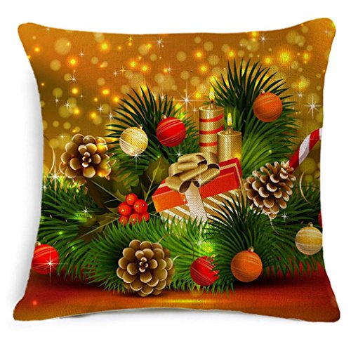 Nouveau noël lin carré oreiller coussin couvert...