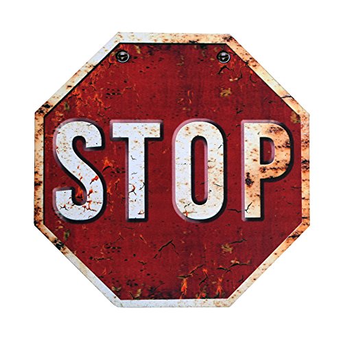 Rebecca Srl Plaque Panneau Mur Bois Rouge Stop ...