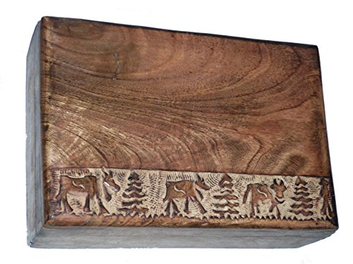 1 Boite à sucre, à thé sculptée en bois brûlé D...