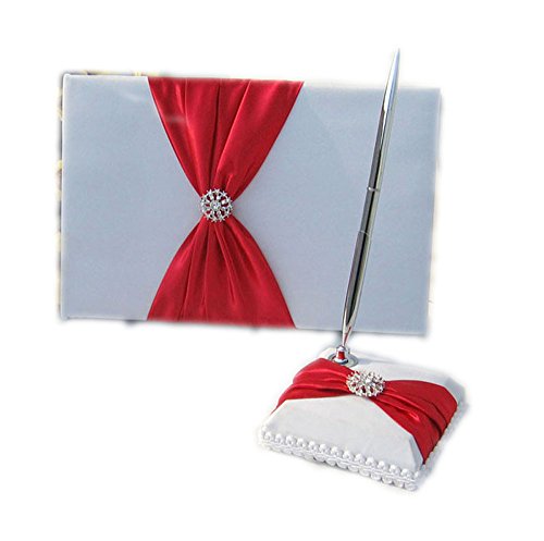 Livre d'or panier de fleurs panier de mariage oreiller anneau oreiller de mariage accessoires de mariage fleur panier de mariage panier de fleurs livre d'or étoile de mer bowknot book (rouge) 0656957292144 XYX