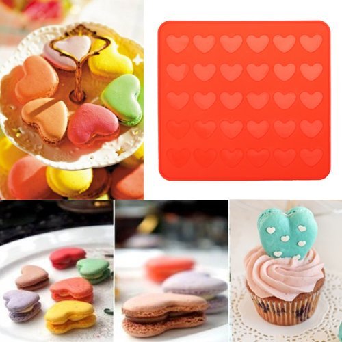 Allforhome Moulds Allforhome 30 plateaux Coeur Silicone Mat Macaron Cookie Sheet cuisson maison Mat Pâtisserie 0658711015945 (0658711015945)