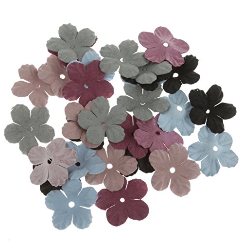 Lot de 30 Fleurs Autocollantes en Tissu Velours...