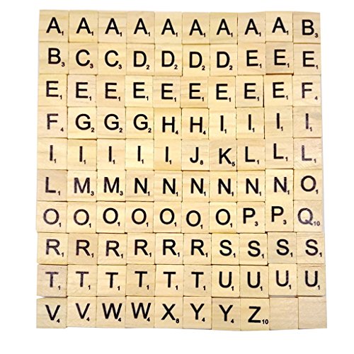 100pcs Lettres en Bois Noirs de Puzzle Alphabet...