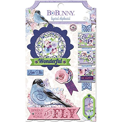 BoBunny Secret Garden autocollant couches chipboard-, d'autres, multicolore 0665573063779 Bo Bunny