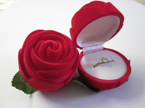 Rouge Coffret à Bague Velours Forme Rose Ecrin ...