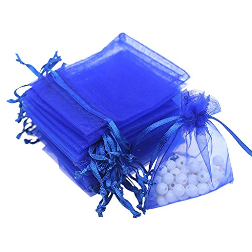 Générique 100pcs Pochettes de Cadeaux En Organza Sacs de Bijoux Pochettes Faveurs De Mariage Coloré - Bleu Royal, 135mm code EAN 0675595454004 