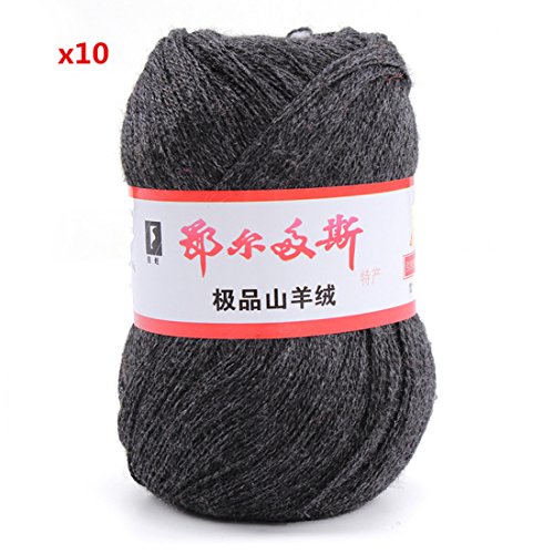 10pcs pelote de laine 100% cachemire à tricoter...