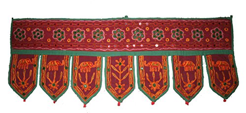 Indimode Ethnique indien rideau de porte ou fenêtre Lit avec fond rouge - W?: 95 cm 35 x 35 x 35 cm code EAN 0682055376028 