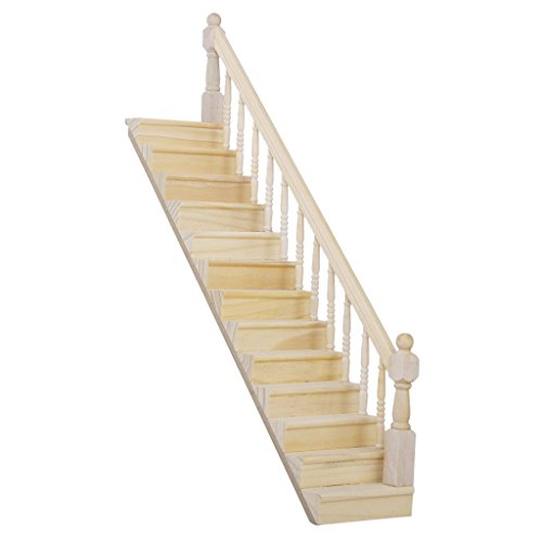 Escalier Miniature en Bois avec Rampe Droite Pr...