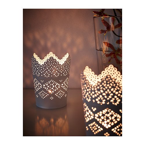 IKEA SKURAR - Bougeoir, blanc - 11 cm